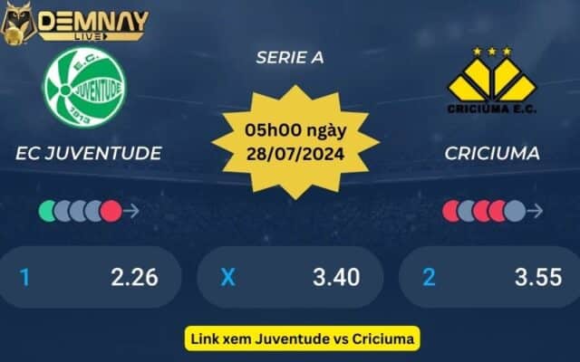 Link xem Juventude vs Criciuma trực tiếp bóng đá trên Demnaylive